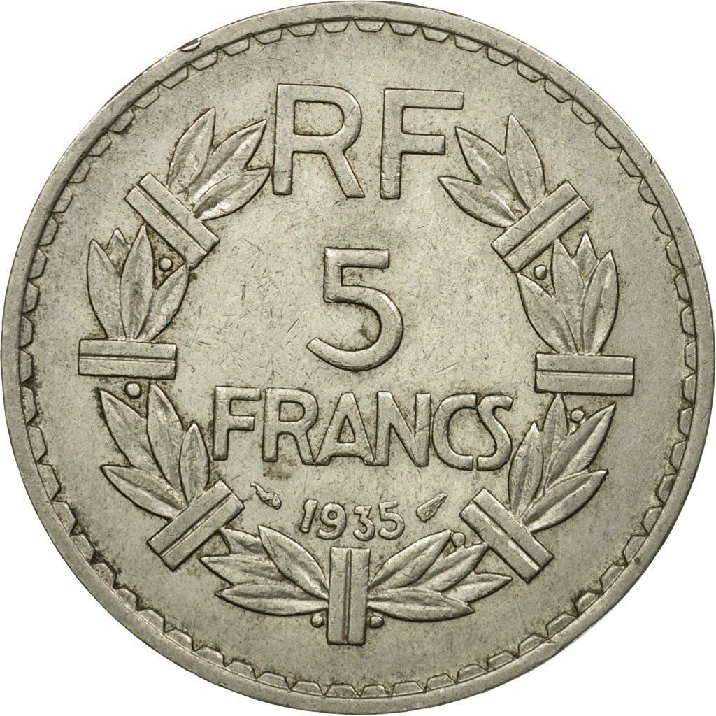 French 5 Francs Coin | KM888 | France | 1933 - 1939