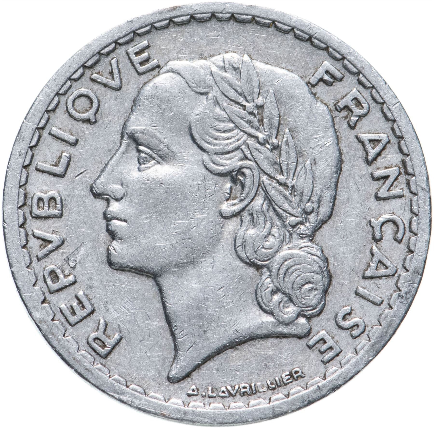 French 5 Francs Coin | KM888b | France | 1945 - 1952