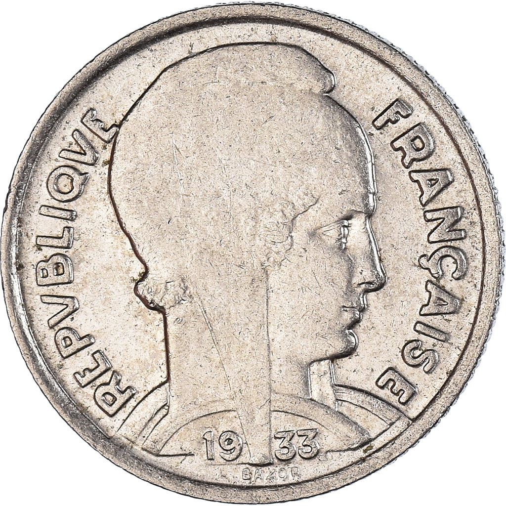 French 5 Francs Coin | Third Republic Bazor | KM887 | France | 1933