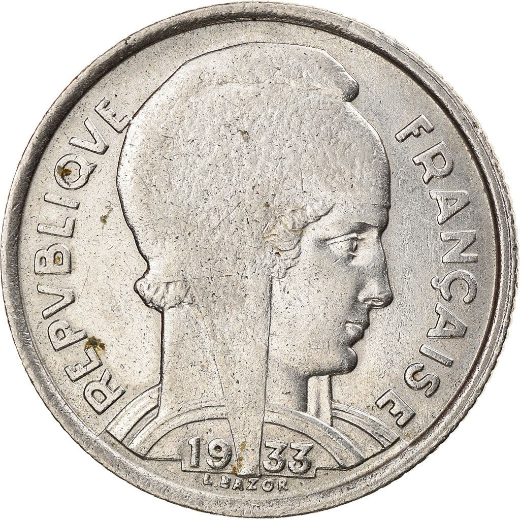 French 5 Francs Coin | Third Republic Bazor | KM887 | France | 1933