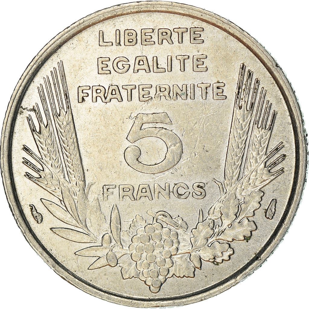 French 5 Francs Coin | Third Republic Bazor | KM887 | France | 1933