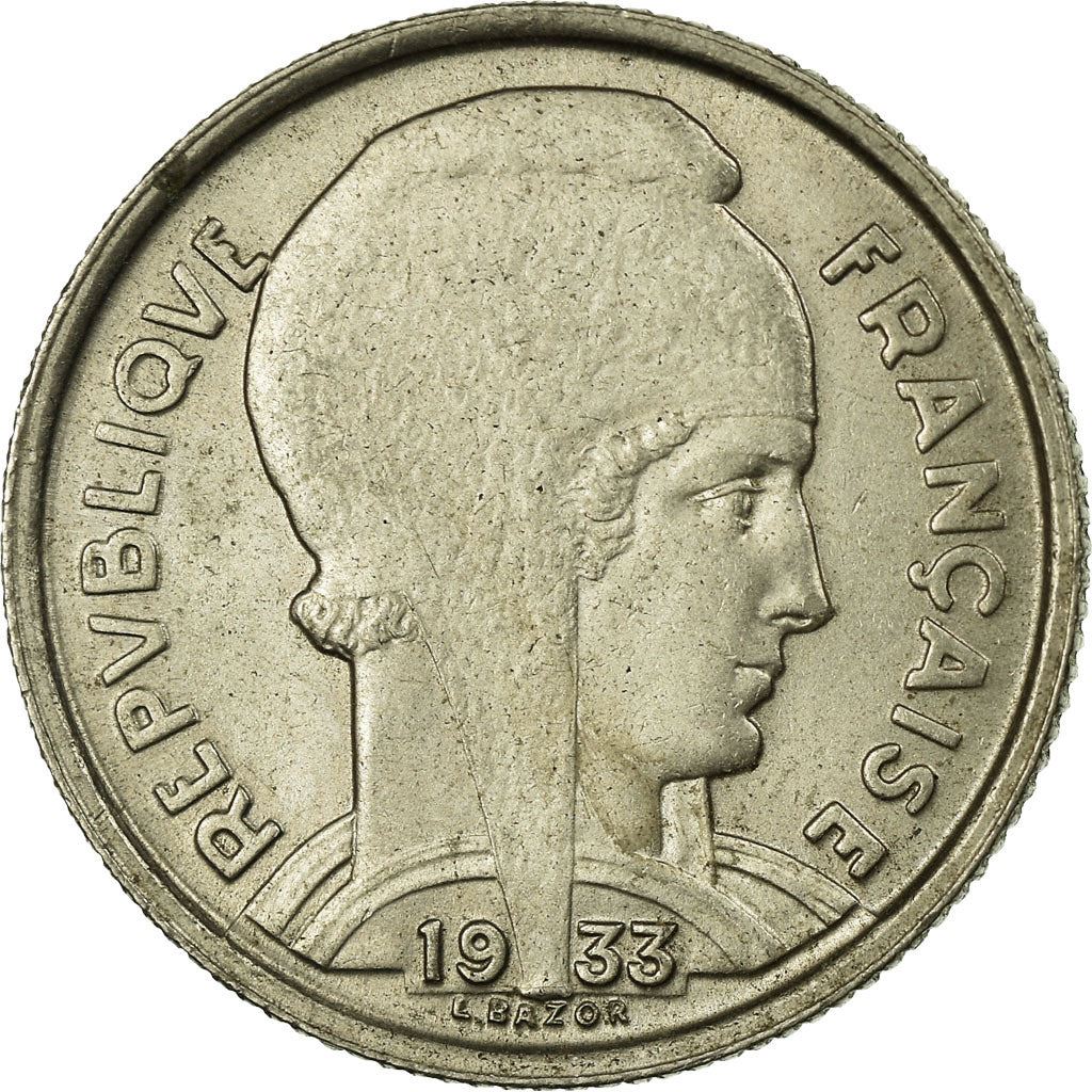 French 5 Francs Coin | Third Republic Bazor | KM887 | France | 1933