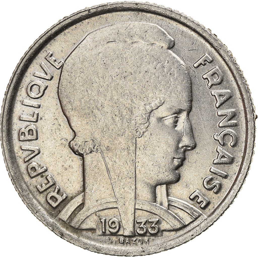 French 5 Francs Coin | Third Republic Bazor | KM887 | France | 1933