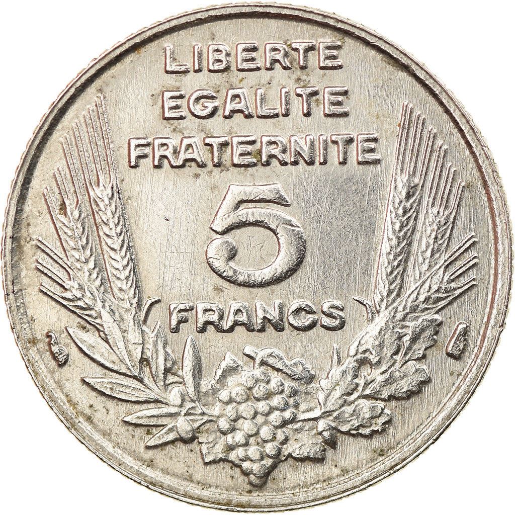 French 5 Francs Coin | Third Republic Bazor | KM887 | France | 1933