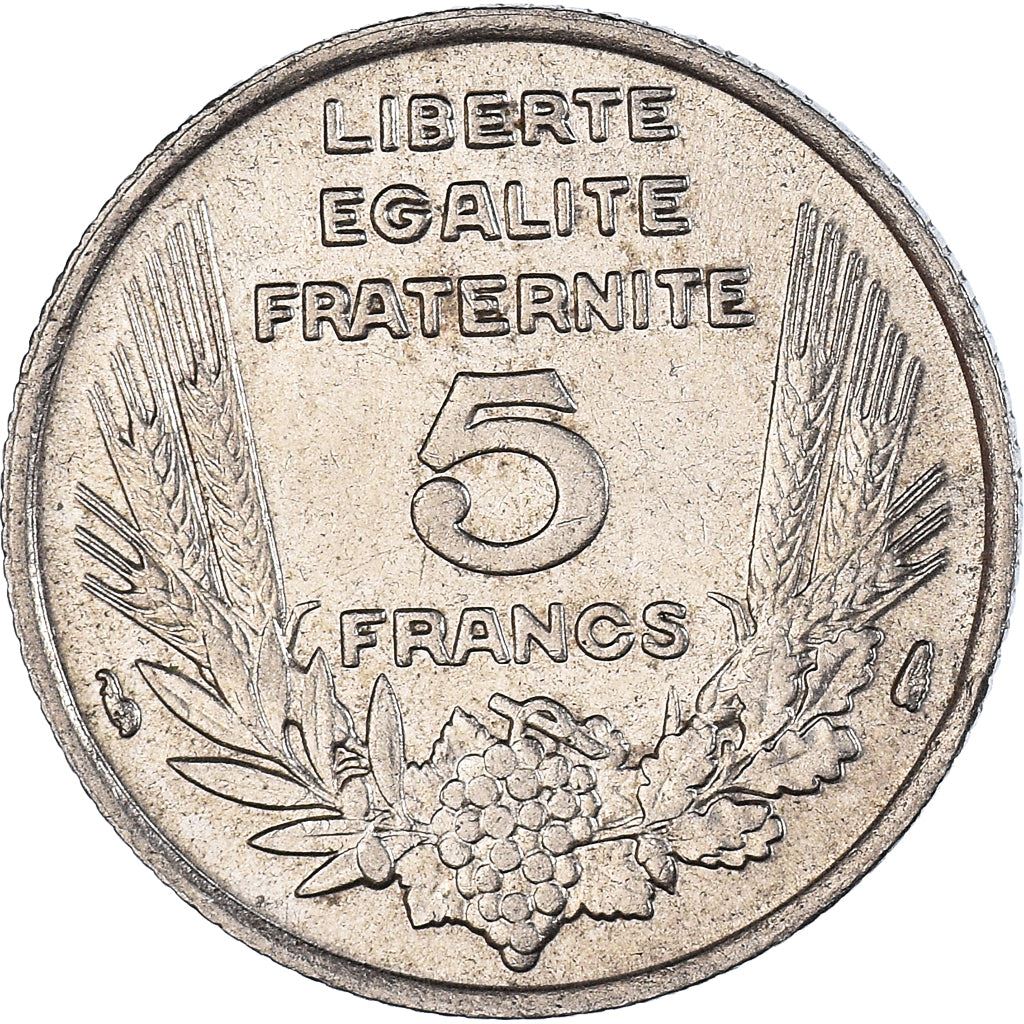 French 5 Francs Coin | Third Republic Bazor | KM887 | France | 1933