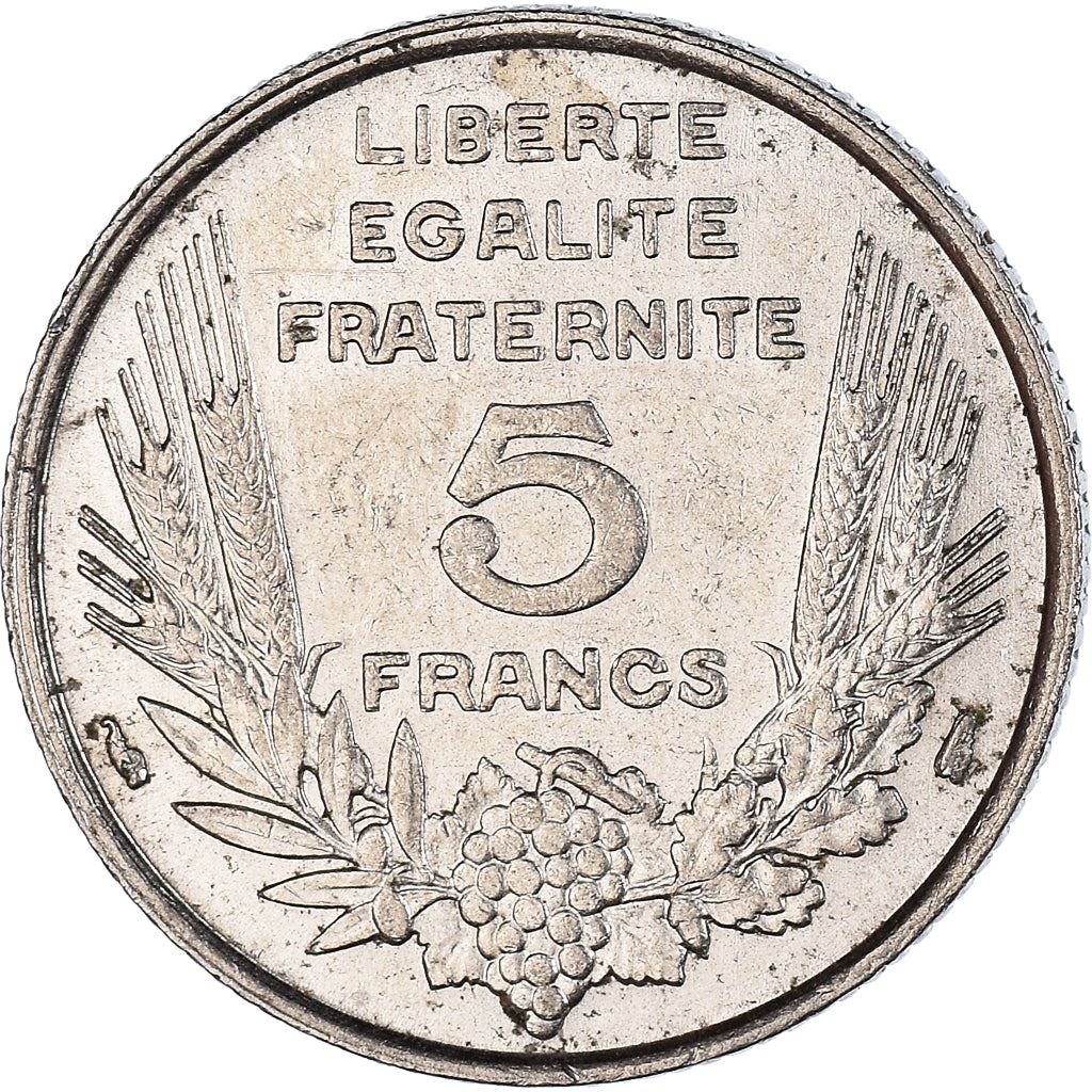 French 5 Francs Coin | Third Republic Bazor | KM887 | France | 1933