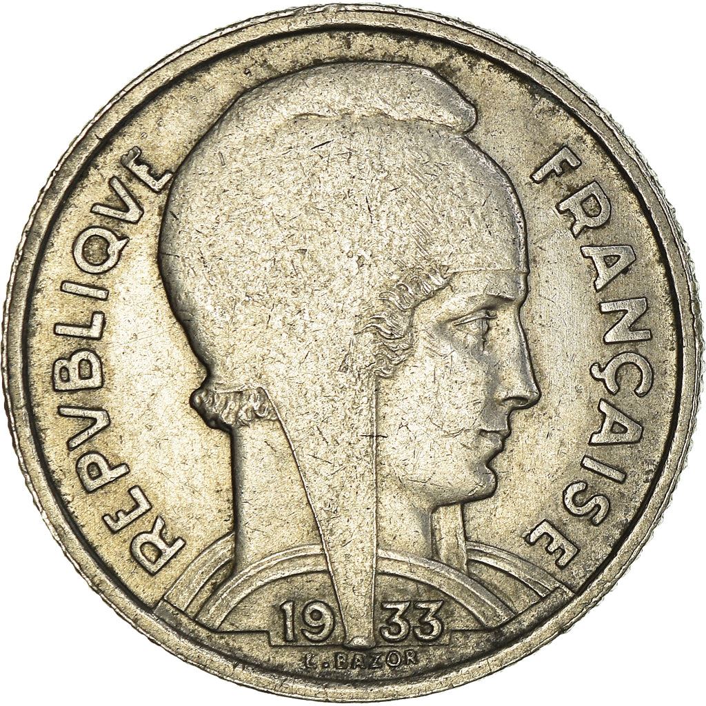 French 5 Francs Coin | Third Republic Bazor | KM887 | France | 1933