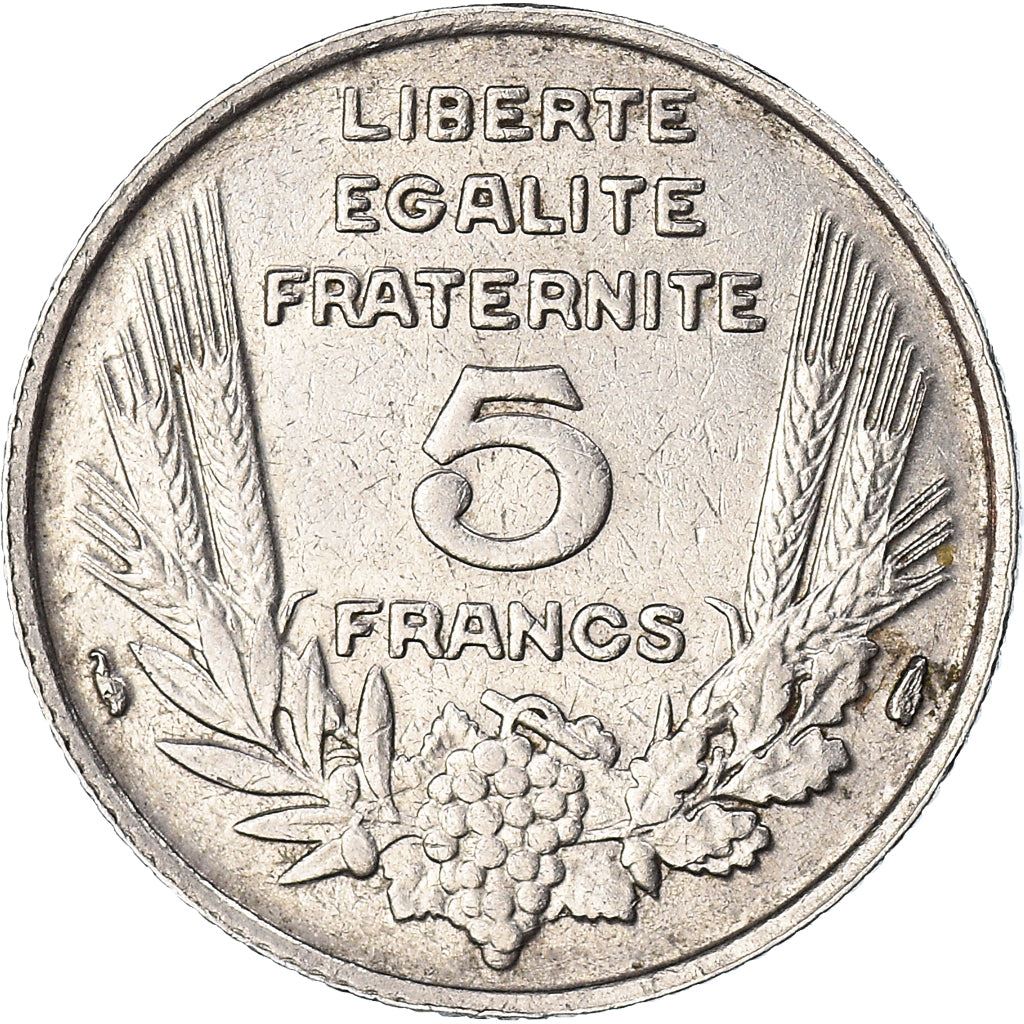 French 5 Francs Coin | Third Republic Bazor | KM887 | France | 1933