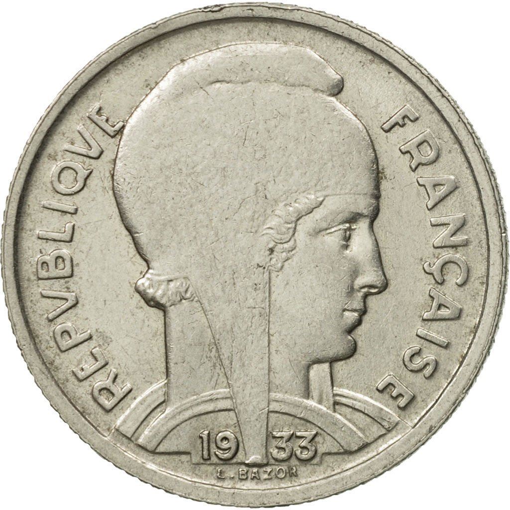 French 5 Francs Coin | Third Republic Bazor | KM887 | France | 1933