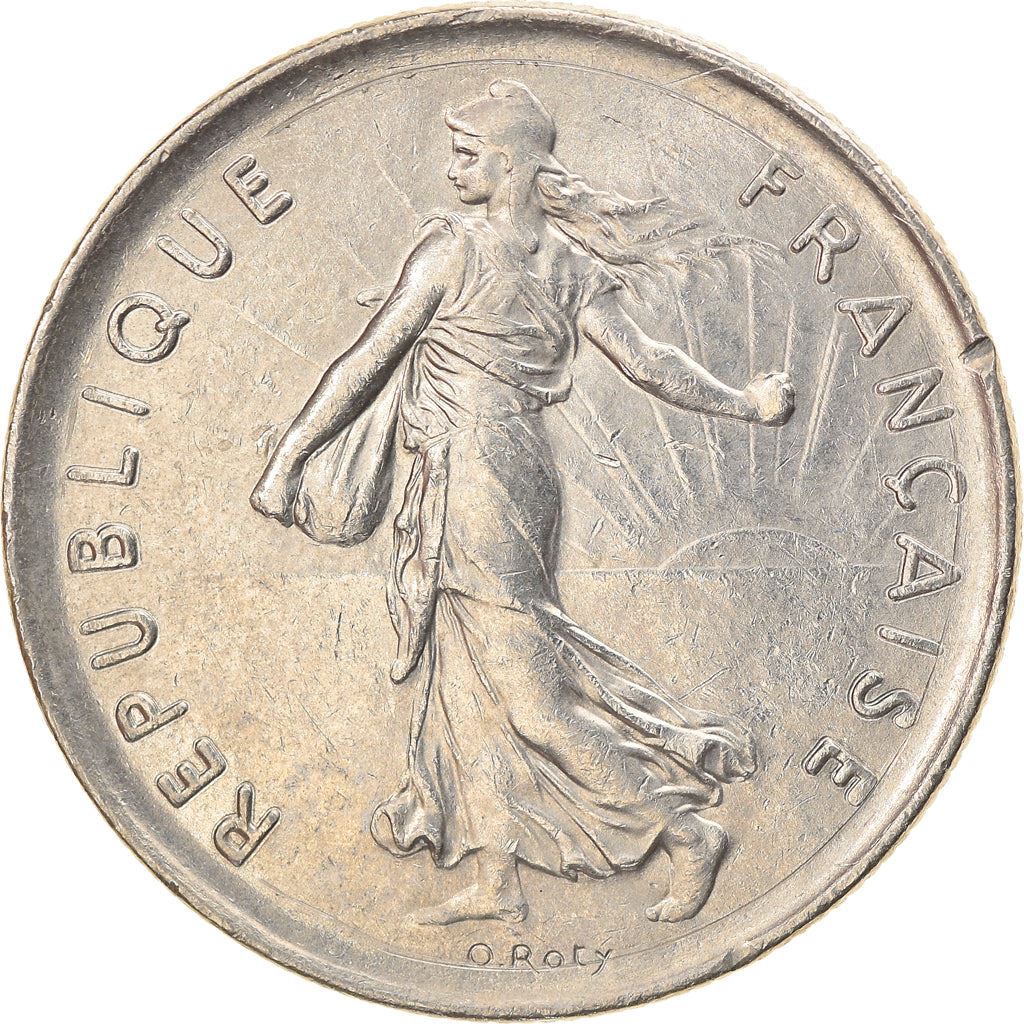 French 5 Francs Coin | signature O. Roty | KM926a.1 | France | 1969 - 2001