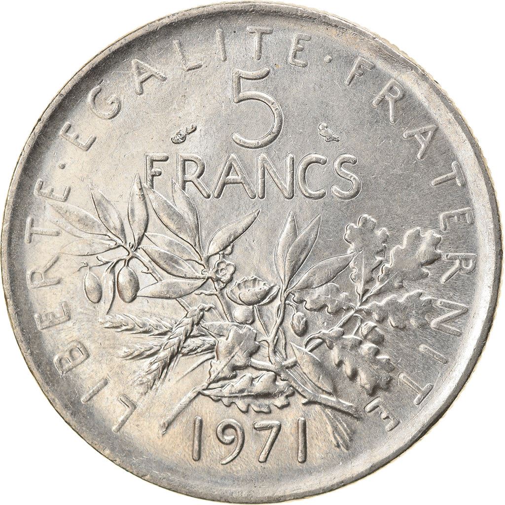 French 5 Francs Coin | signature O. Roty | KM926a.1 | France | 1969 - 2001