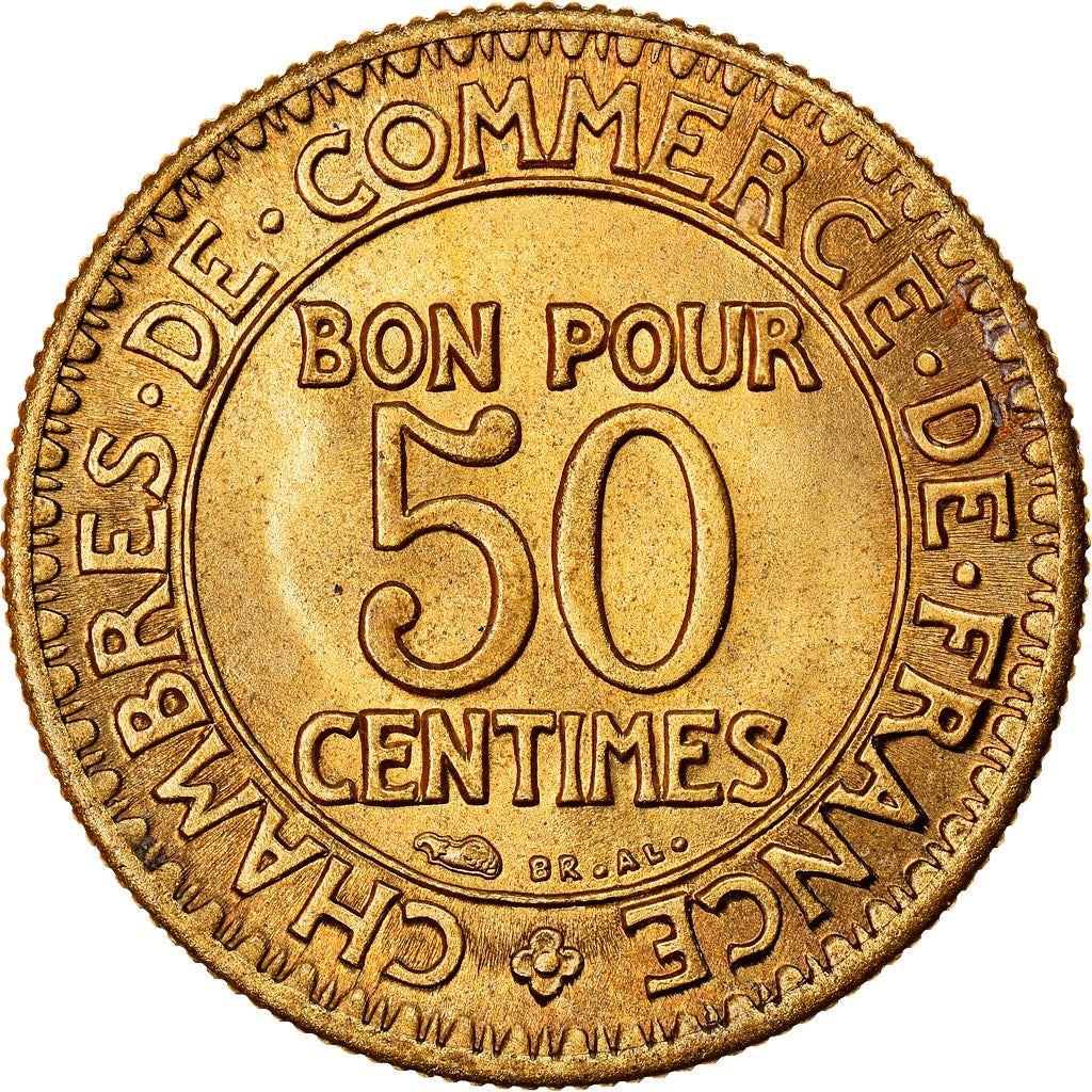 French 50 Centimes Coin | Chambers of Commerce | KM884 | France | 1920 - 1929