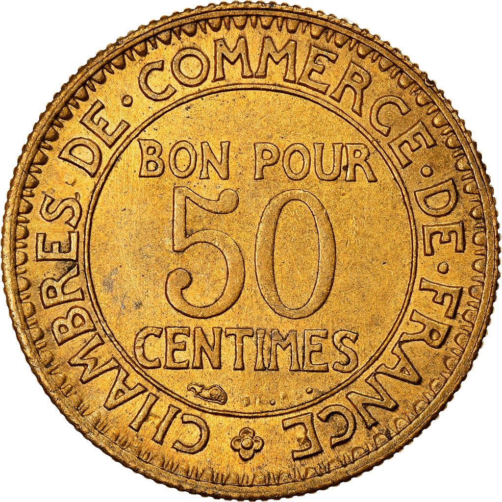 French 50 Centimes Coin | Chambers of Commerce | KM884 | France | 1920 - 1929