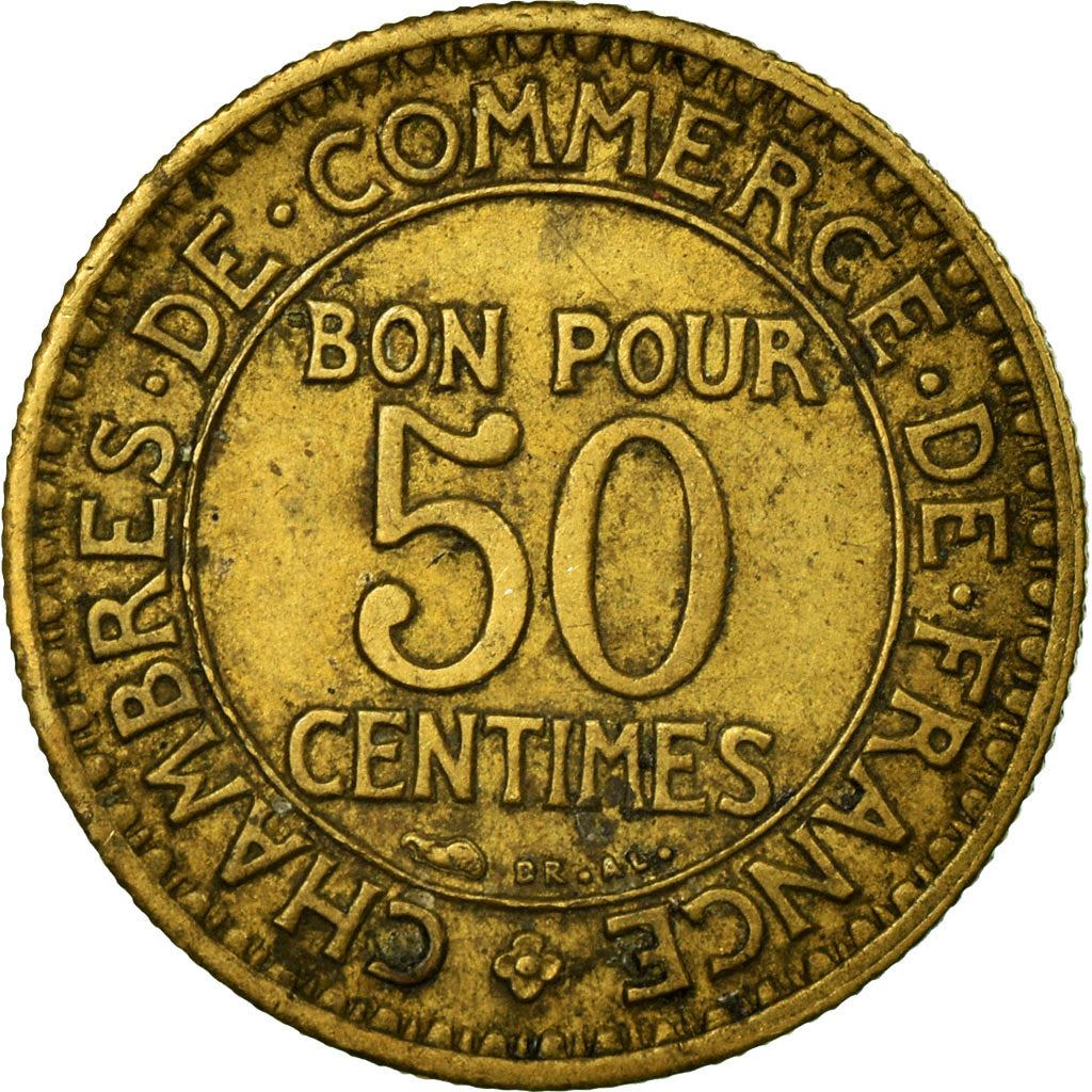 French 50 Centimes Coin | Chambers of Commerce | KM884 | France | 1920 - 1929