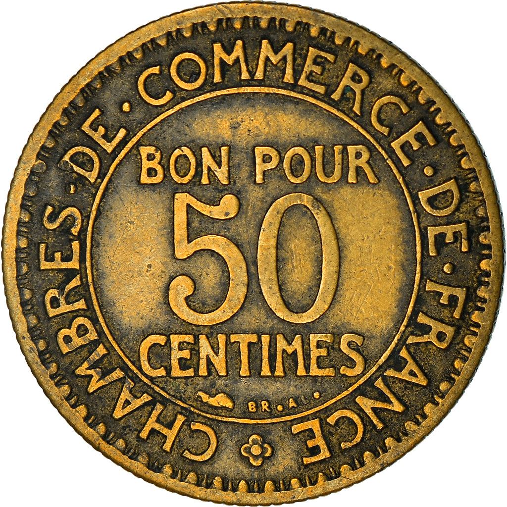 French 50 Centimes Coin | Chambers of Commerce | KM884 | France | 1920 - 1929