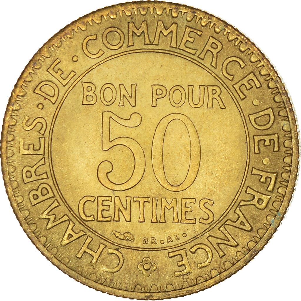 French 50 Centimes Coin | Chambers of Commerce | KM884 | France | 1920 - 1929