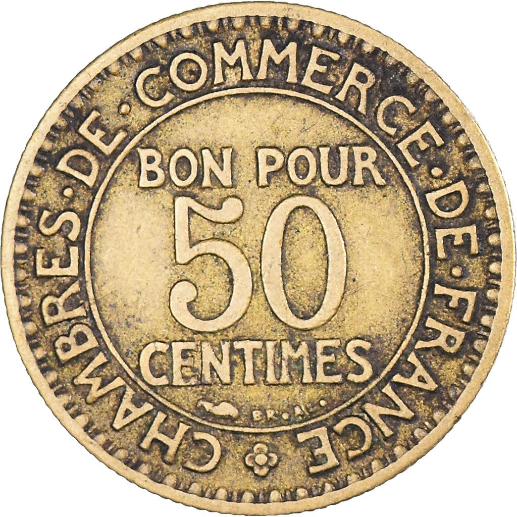 French 50 Centimes Coin | Chambers of Commerce | KM884 | France | 1920 - 1929