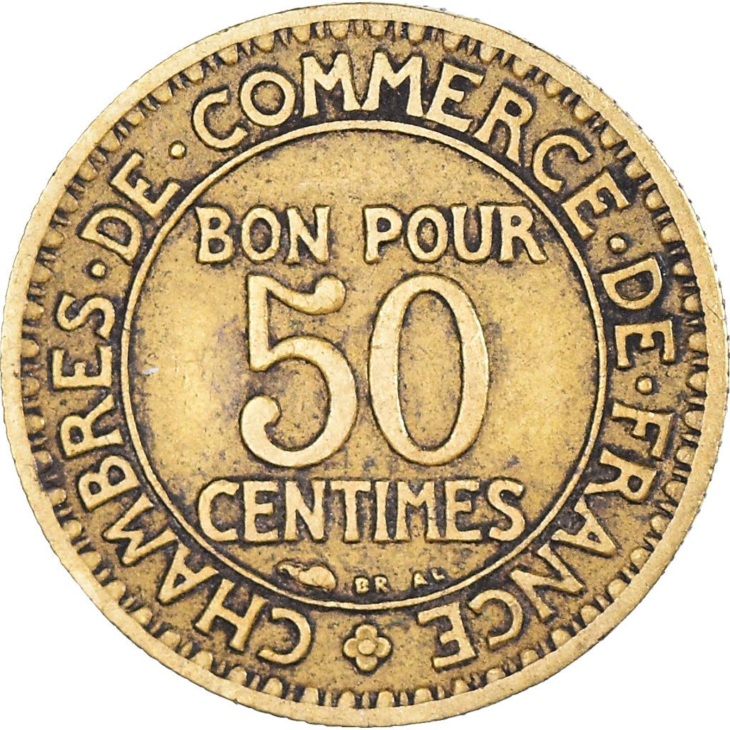 French 50 Centimes Coin | Chambers of Commerce | KM884 | France | 1920 - 1929