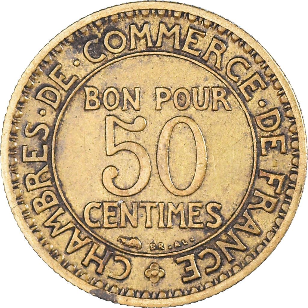 French 50 Centimes Coin | Chambers of Commerce | KM884 | France | 1920 - 1929