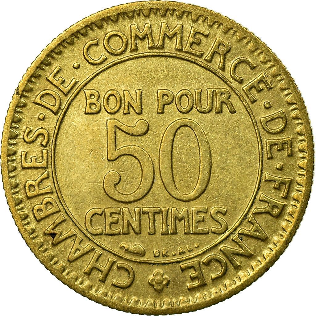 French 50 Centimes Coin | Chambers of Commerce | KM884 | France | 1920 - 1929