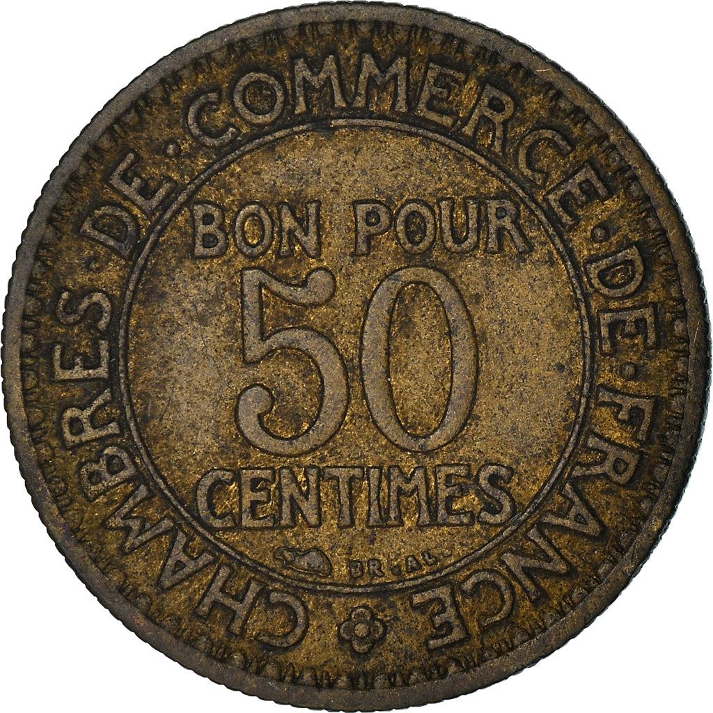 French 50 Centimes Coin | Chambers of Commerce | KM884 | France | 1920 - 1929