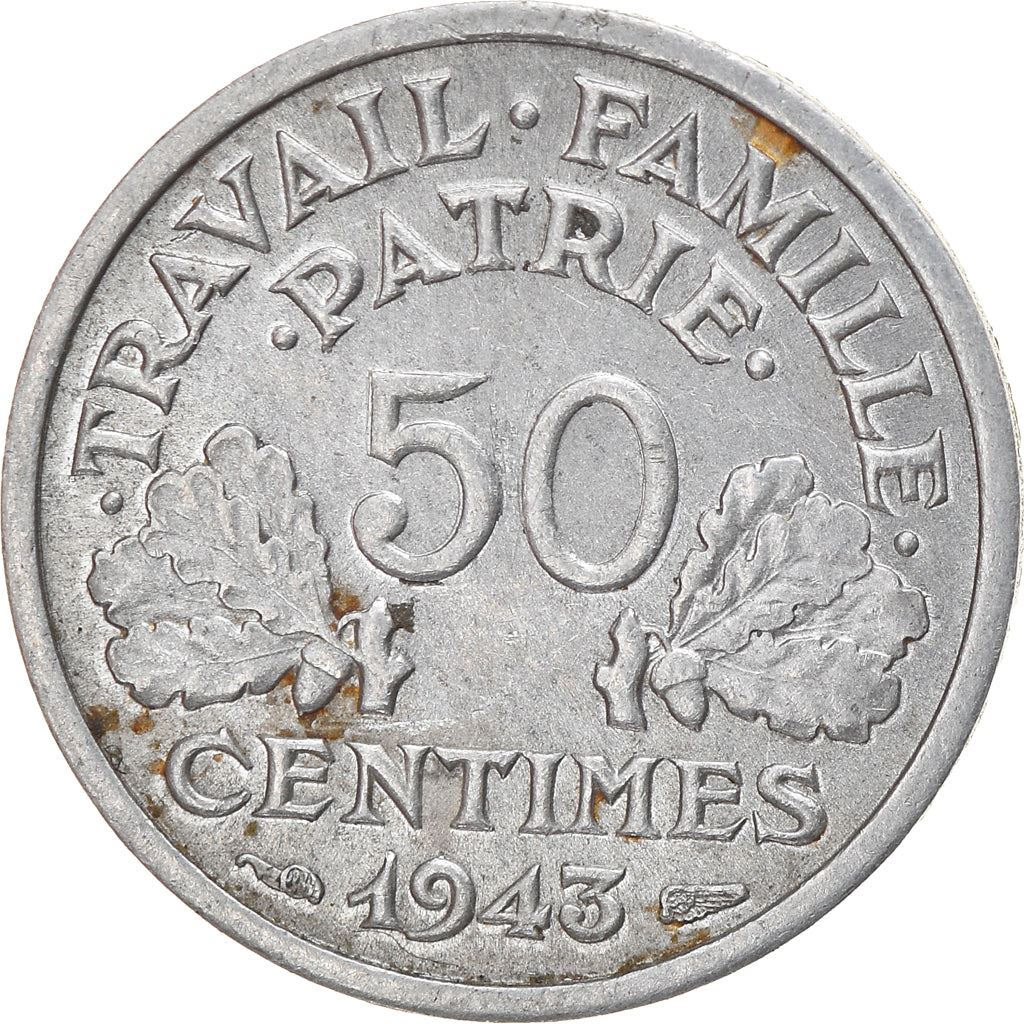 French 50 Centimes Coin | KM914.1 | France | 1942 - 1943