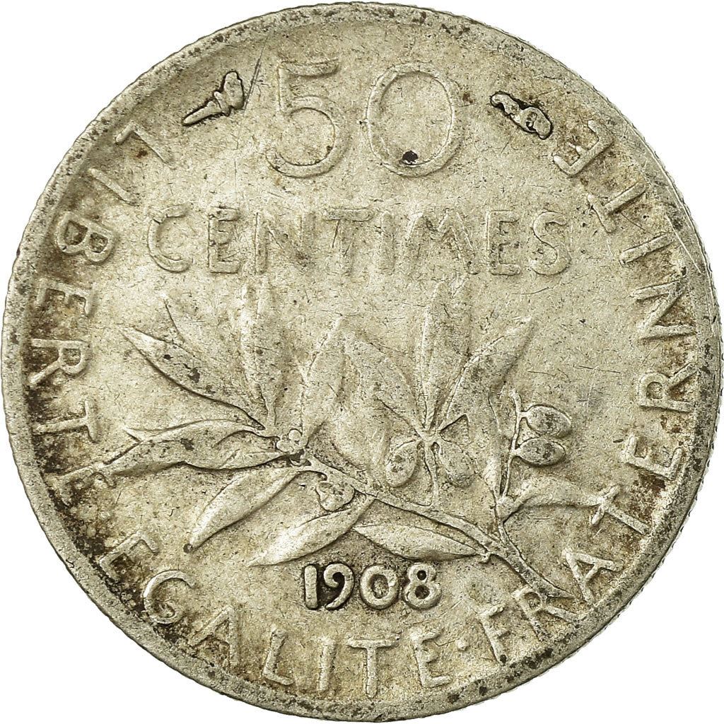 French 50 Centimes Coin | Silver | KM854 | France | 1897 - 1920