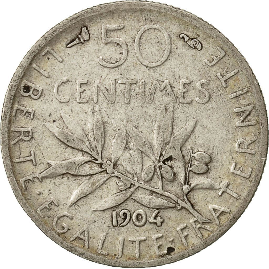 French 50 Centimes Coin | Silver | KM854 | France | 1897 - 1920