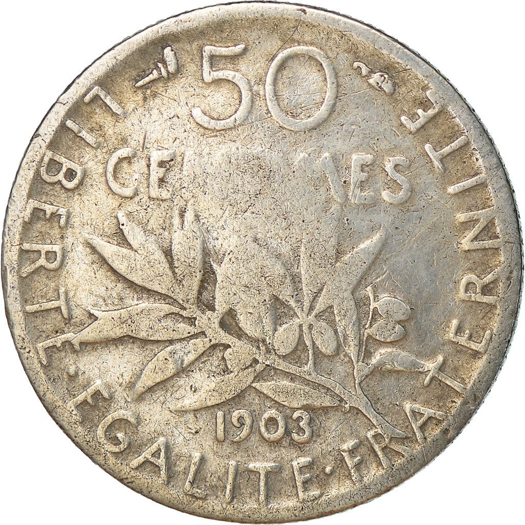 French 50 Centimes Coin | Silver | KM854 | France | 1897 - 1920