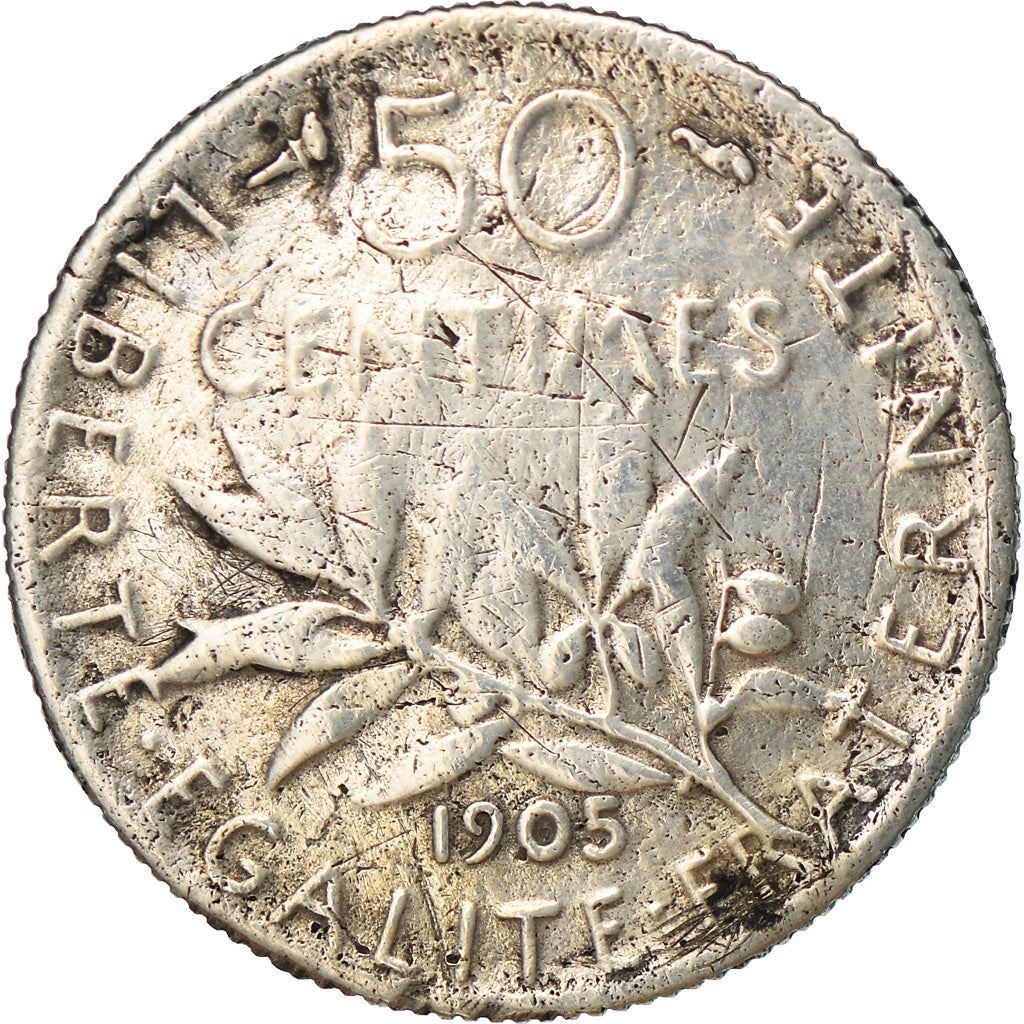 French 50 Centimes Coin | Silver | KM854 | France | 1897 - 1920