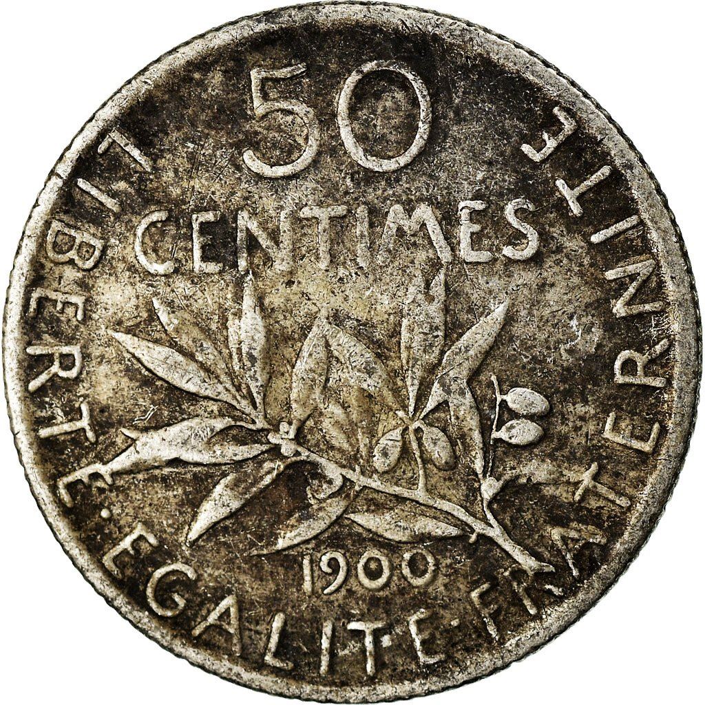 French 50 Centimes Coin | Silver | KM854 | France | 1897 - 1920