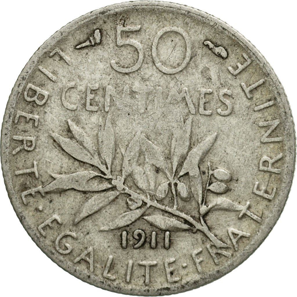 French 50 Centimes Coin | Silver | KM854 | France | 1897 - 1920