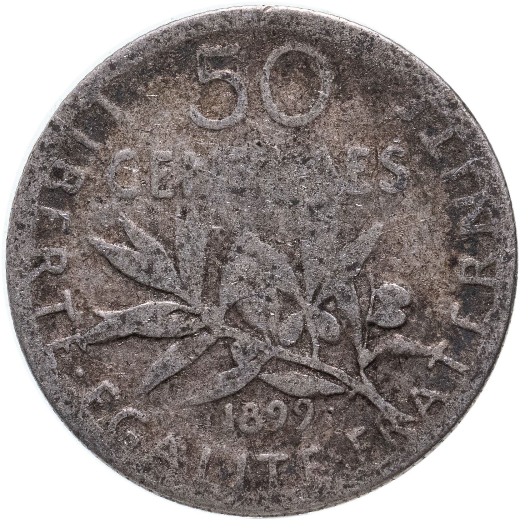 French 50 Centimes Coin | Silver | KM854 | France | 1897 - 1920