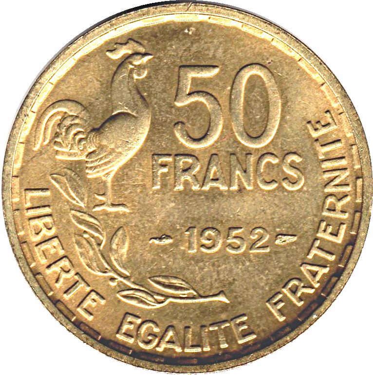 French 50 Francs Coin | KM918 | France | 1950 - 1958