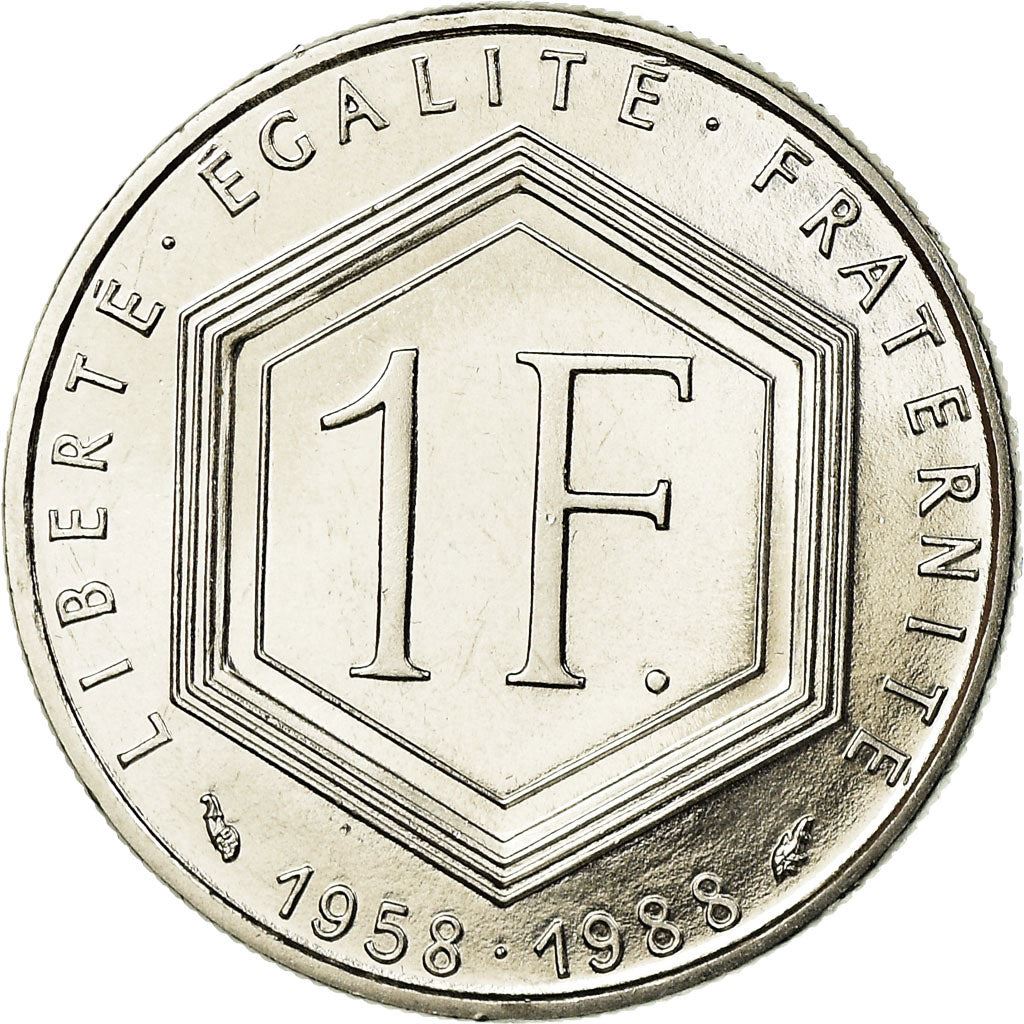 French Coin 1 Franc | Charles de Gaulle | KM963 | France | 1988