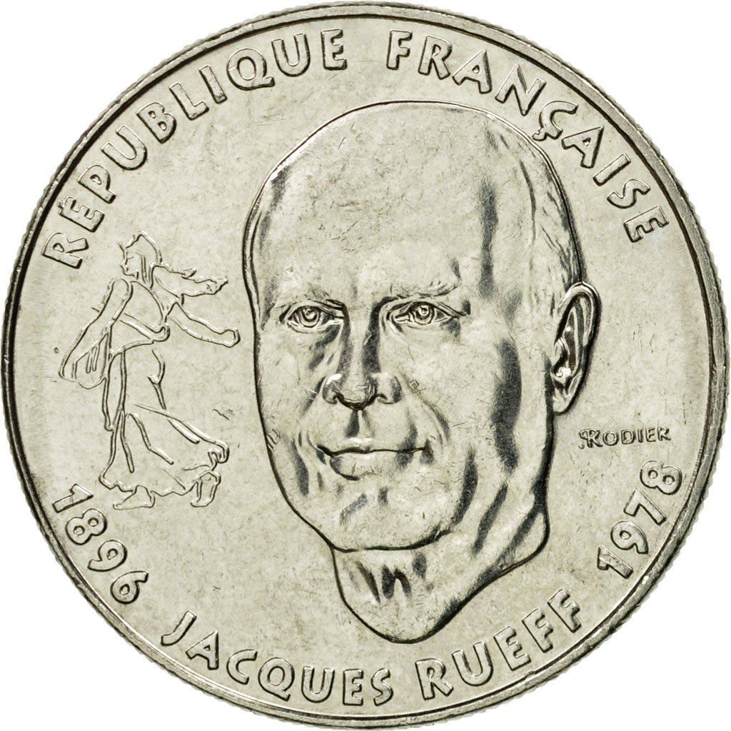 French Coin 1 Franc Jacques Rueff | KM1160 | France | 1996