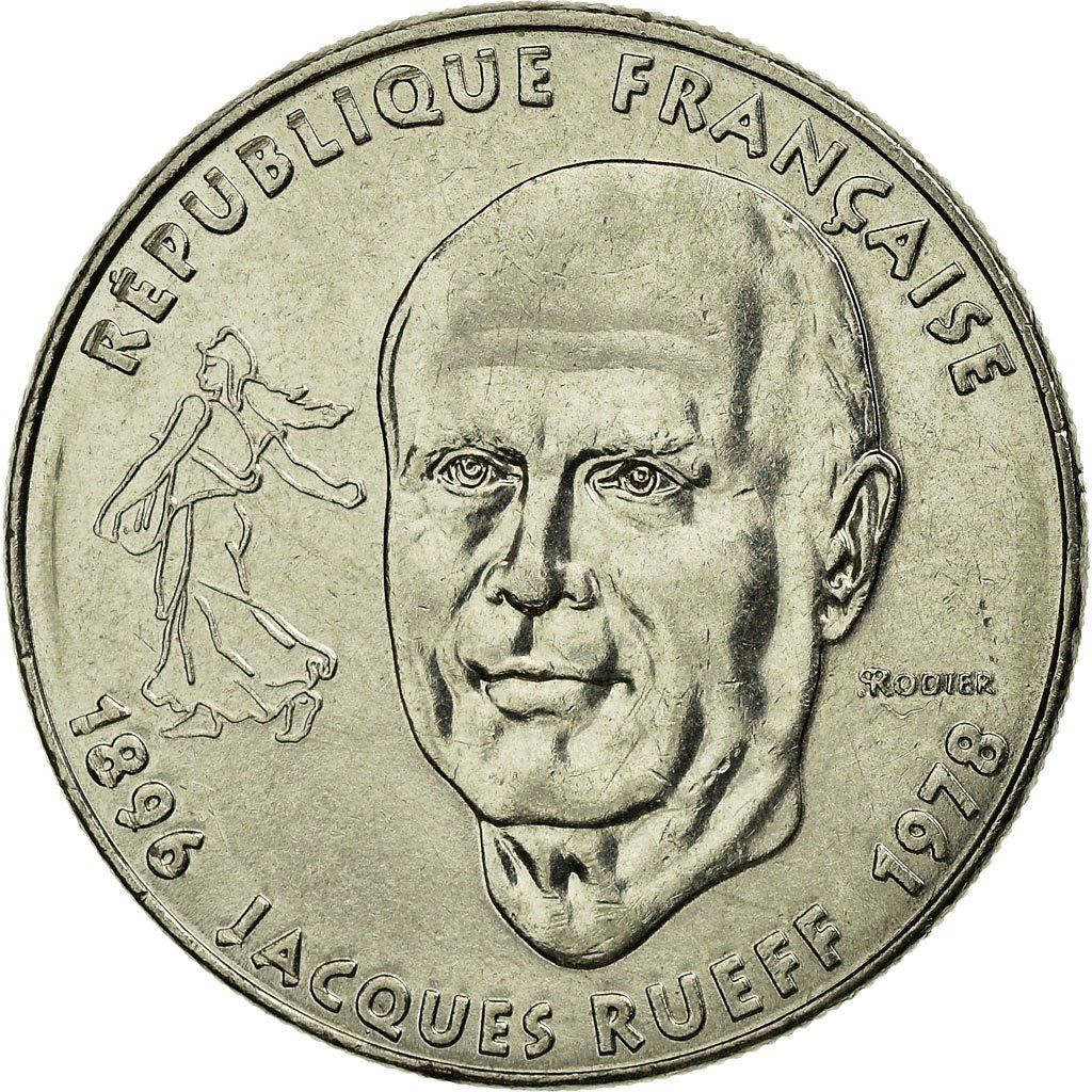 French Coin 1 Franc Jacques Rueff | KM1160 | France | 1996