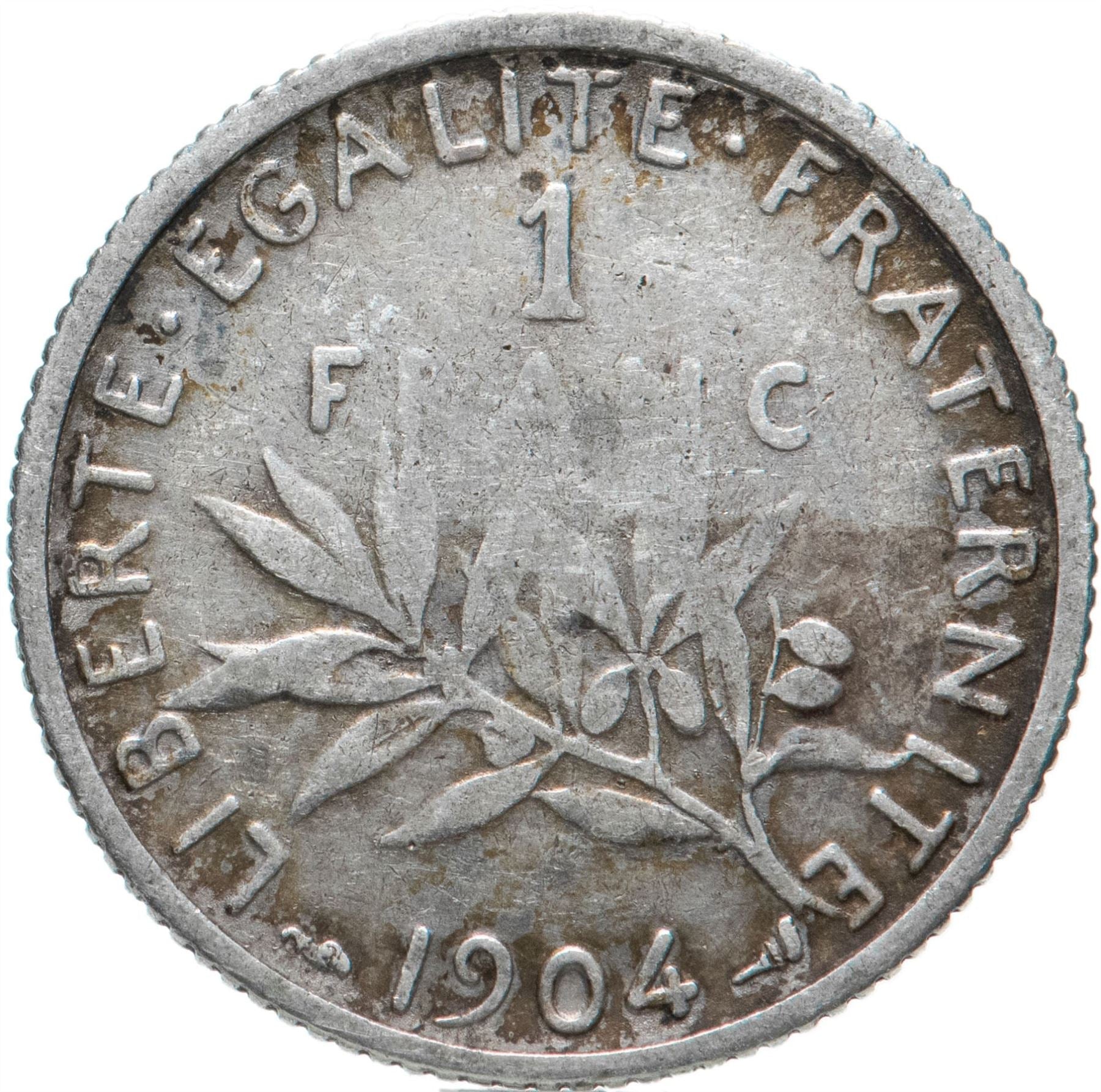 French Coin 1 Franc | KM844 | France | 1898 - 1920