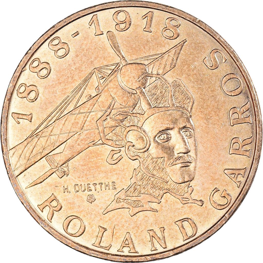 French Coin 10 Francs | Roland Garros | Bird | Plane | KM965 | France | 1988