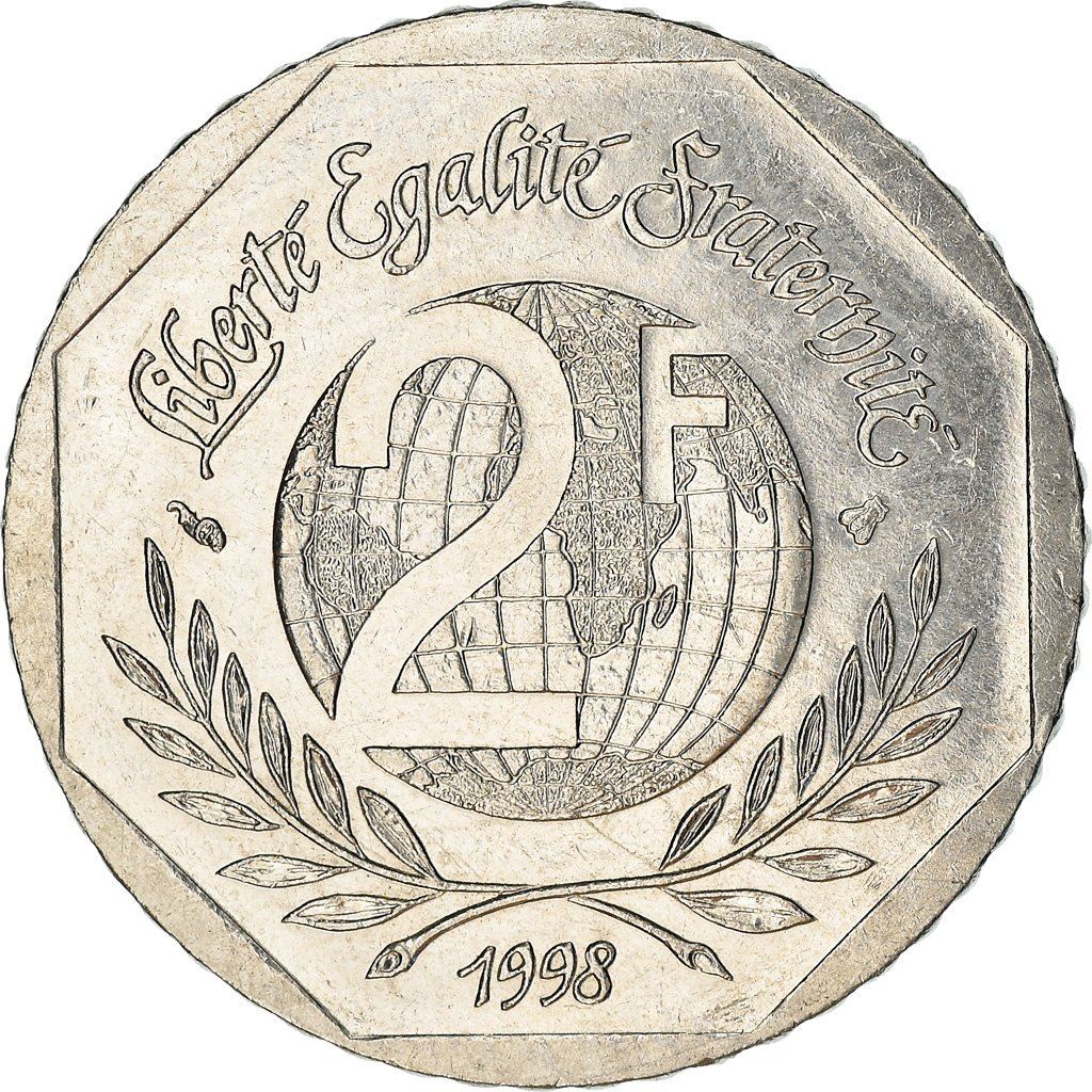 French Coin 2 Francs | Declaration of Human Rights | KM1213 | France | 1998