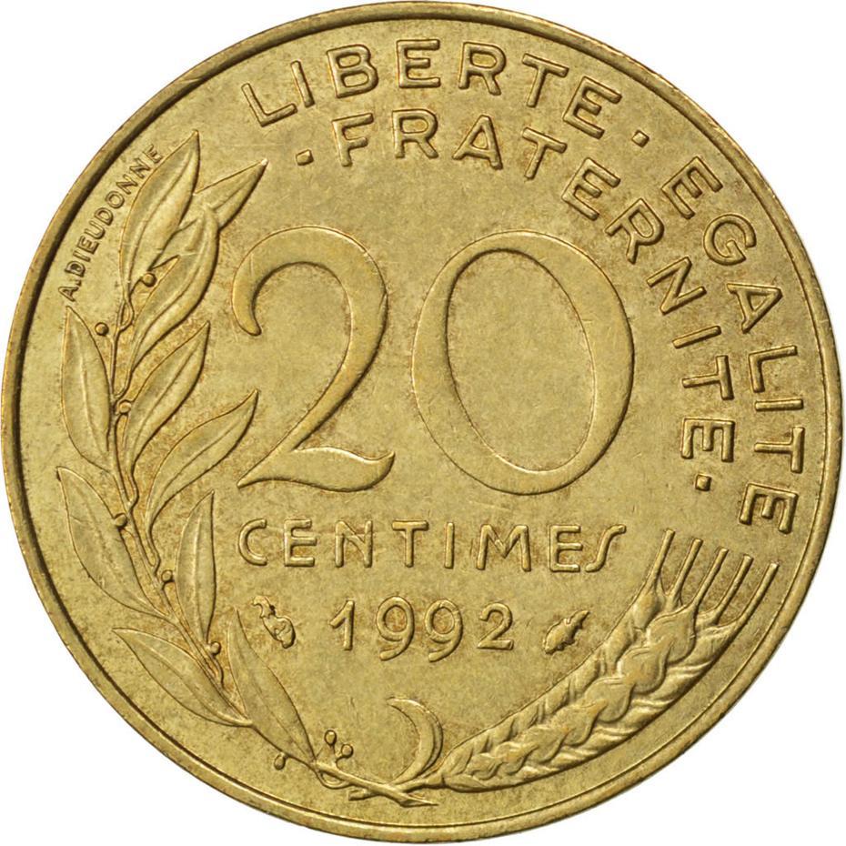 French Coin 20 Centimes | KM930 | France | 1962 - 2001