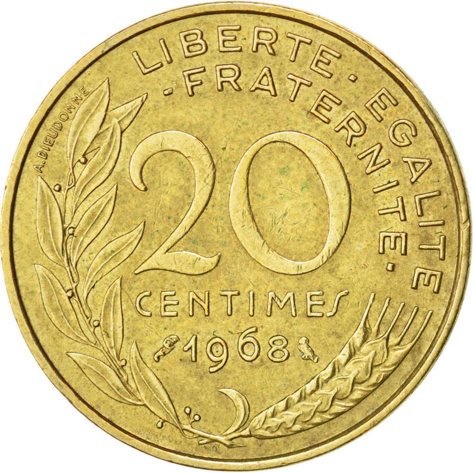 French Coin 20 Centimes | KM930 | France | 1962 - 2001