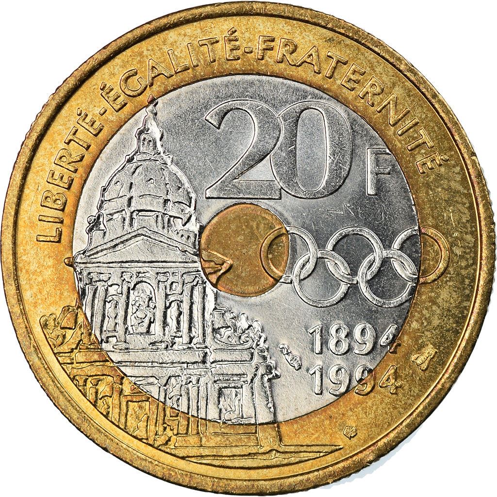 French Coin 20 Francs | Pierre de Coubertin | KM1036 | France | 1994