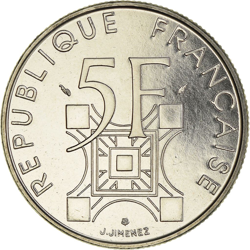 French Coin 5 Francs | Eiffel Tower | KM968 | France | 1989