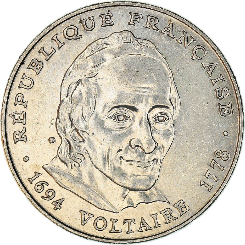 French Coin 5 Francs | Voltaire | KM1063 | France | 1994