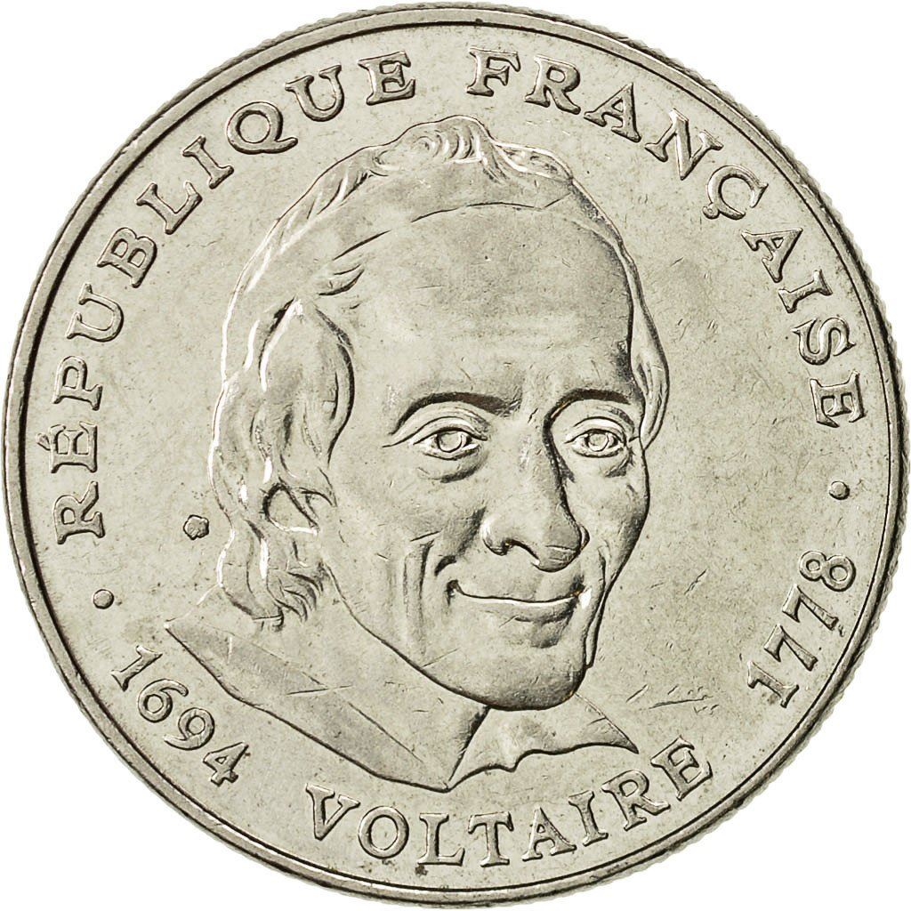 French Coin 5 Francs | Voltaire | KM1063 | France | 1994