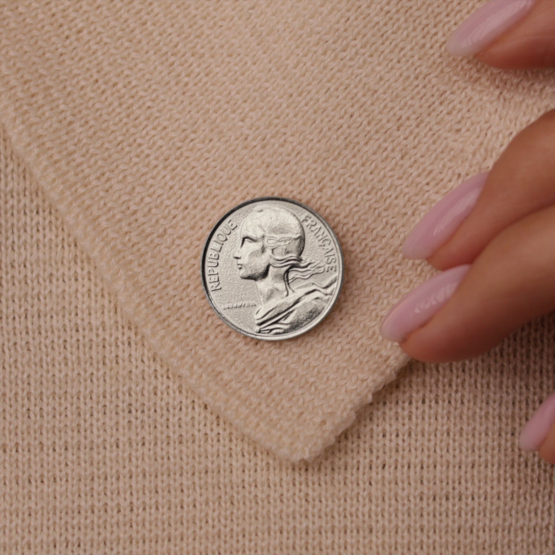 French Coin Pin Brooch Badge | Genuine 10 Centimes | Nickel Plated | Goddess of Liberty Equality Fraternity