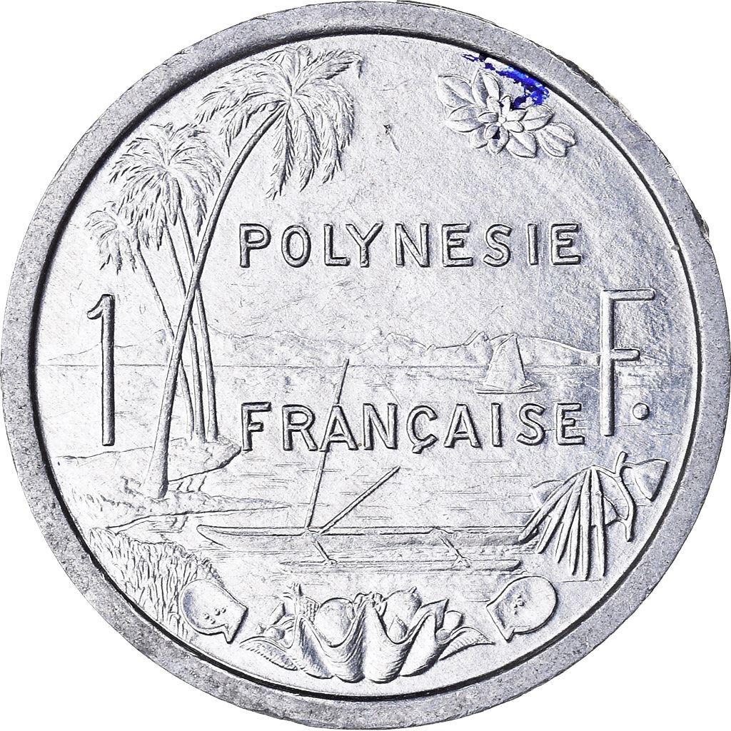 French Polynesia Coin French Polynesian 1 Franc | Liberty Sitting | Throne | Palm Tree | Sailboat | KM11 | 1975 - 2020