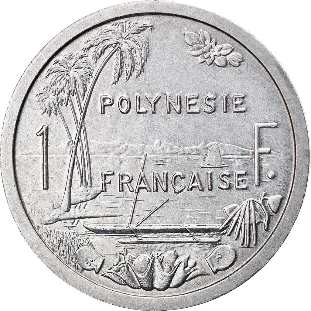 French Polynesia Coin French Polynesian 1 Franc | Liberty Sitting | Throne | Palm Tree | Sailboat | KM11 | 1975 - 2020