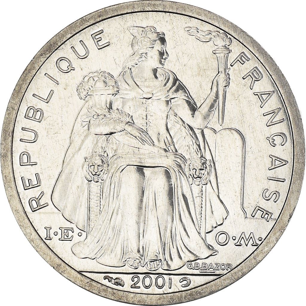 French Polynesia Coin French Polynesian 1 Franc | Liberty Sitting | Throne | Palm Tree | Sailboat | KM11 | 1975 - 2020